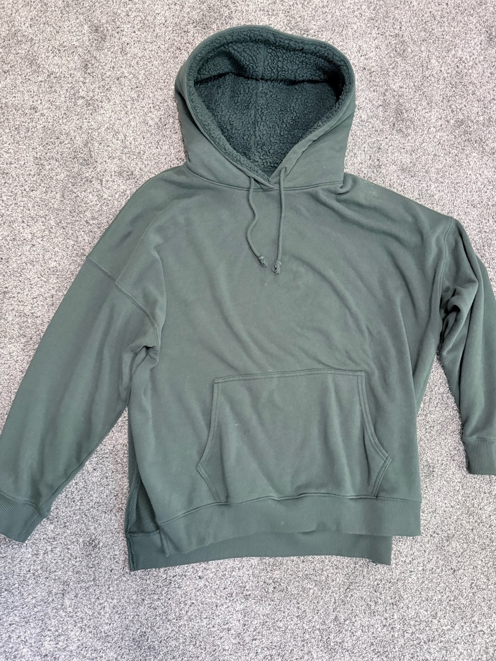 American Eagle Sherpa-Lined Hooded Sweatshirt - Dark Green